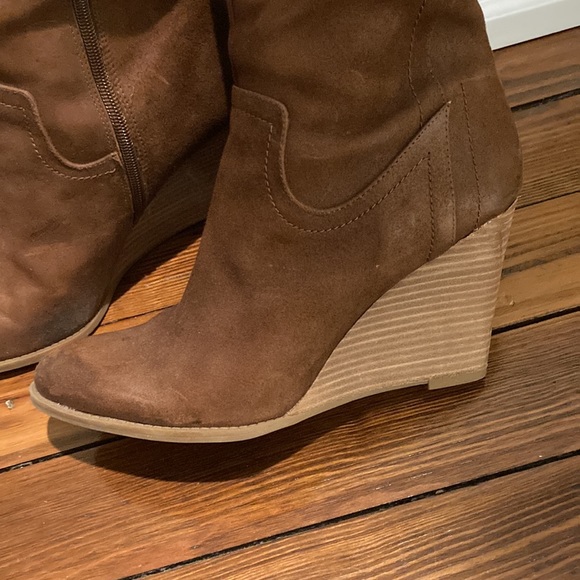 Suede Franco Sarto Wedge Boots - Picture 2 of 8